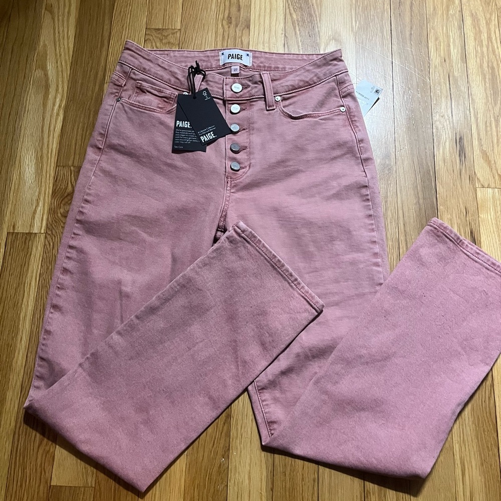 PAIGE
Cindy Straight Button Fly Jeans in Soft Vintage Rose
